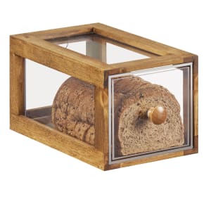 151-4200199 1 Drawer Bread Case - 7 3/8"W x 13"D x 6 3/4"H, Plastic Case, Rustic Pine Frame