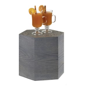 151-4351183 Hexagon Display Riser - 12"D x 11"H, Oak Wood, Gray