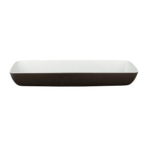 701-B263208WSCH 147 oz Rectangular Melamine Serving Bowl, White/Chocolate