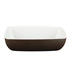 701-B264105WSCH 72 oz Rectangular Melamine Serving Bowl, White/Chocolate
