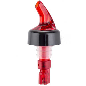 229-2246A 1 oz Plastic Proper Pour w/ Black Collar, Red Dip Tube