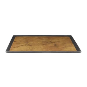 701-B178128GLDB 12 5/8" x 10 3/8" Rectangular Kobe Tray - Melamine, Black/Gold