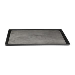 701-B178128SLVB 12 5/8" x 10 3/8" Rectangular Kobe Tray - Melamine, Black/Silver