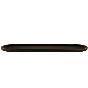 701-B250200GLDB 20 1/4" x 6" Oval Melamine Bowl Lid - Black/Gold
