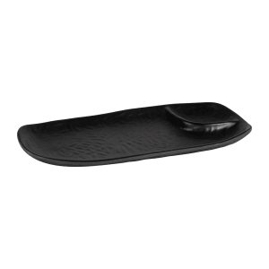 701-JW1055B Serving Tray w/2 Compartments - 10"L x 5 1/2"W, Melamine, Black