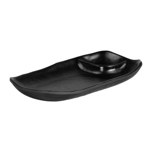 701-JW4031B Serving Tray w/2 Compartments - 7 1/2"L x 4 1/2"W, Melamine, Black