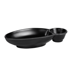 701-JWC1408B 10" x 5 1/2" Oval Zen Chip & Dip Platter - Melamine, Black