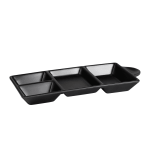701-JWT4CB Serving Tray w/4 Compartments - 8 3/4"L x 4 3/8"W, Melamine, Black