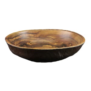 701-M14123OVSEQ 164 oz Oval Melamine Serving Bowl, Wood Pattern