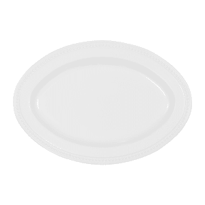 701-M128OVNW 12" x 8 1/2" Oval Venetian Platter - Melamine, White