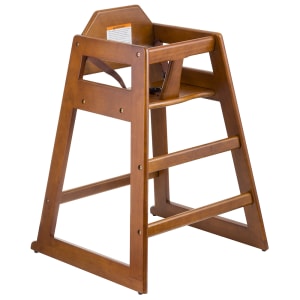 229-6666063 29" Stackable Wood High Chair w/ Waist Strap - Rubberwood, Walnut