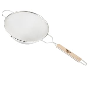 229-89 10 1/4" Round Strainer w/ Single Medium Mesh, Wood Handle