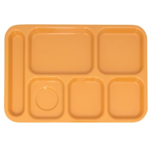 284-TR152TY Plastic Rectangular Tray w/ (6) Compartments, 14 3/8" x 9 7/8", Tropical Ye...