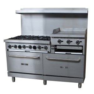 122-BDGR6024BGNG 60" 6 Burner Gas Range w/ Griddle, Natural Gas