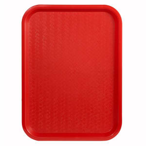 080-FFT1216R Plastic Cafeteria Tray - 16"L x 12"W, Red