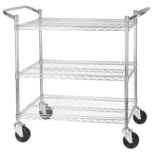080-VCCD1836B 3 Level Wire Utility Cart w/ 800 lb Capacity - Flat Ledges, Chrome