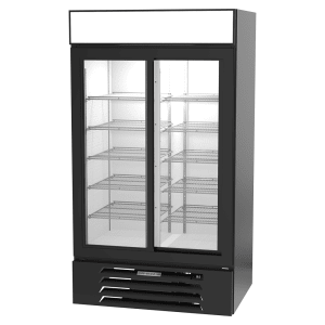 118-MMR38HC1B 43 1/2" MarketMax™ Two Section Glass Door Merchandiser - (2) Sliding Doors, Black, 115v