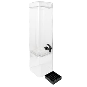 151-11123 3 Gallon Square Glass Beverage Dispenser w/ Ice Chamber - Clear