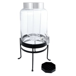 151-1580213 SoHo 2 Gallon Round Glass Beverage Dispenser - Black Metal Base