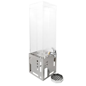 151-1602355 3 gal Beverage Dispenser w/ Ice Tube - Plastic Container, Stainless Base