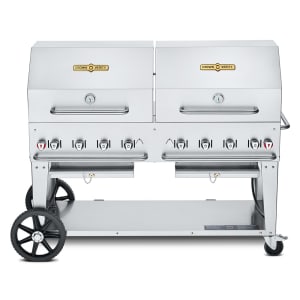 828-MCB60RDPLP 58" Mobile Gas Commercial Outdoor Charbroiler w/ Water Pan, Liquid Propane 