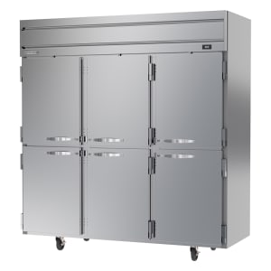 118-HRS3HC1HS 78" Three Section Reach In Refrigerator, (6) Left/Right Hinge Solid Doors, 115v