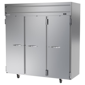 Beverage Air HRS3HC-1S 78&quot; Three Section Reach In Refrigerator, (3) Left/Right Hinge Solid Doors, 115v