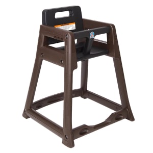 107-KB85009 30 1/4" Stackable Plastic High Chair w/ Waist Strap, Brown