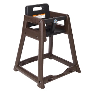 107-KB85009KD 29 3/8" Stackable Plastic High Chair w/ Waist Strap, Brown