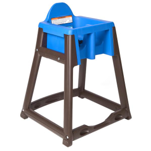 107-KB86604 27" Plastic High Chair/Infant Seat Cradle w/ Waist Strap, Brown/Blue