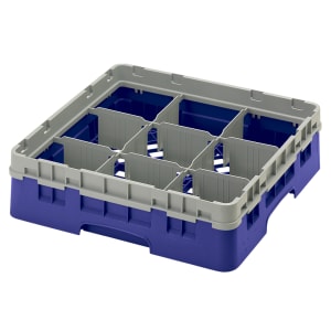 144-9S318186 Camrack® Glass Rack w/ (9) Compartments - (1) Gray Extender, Navy Blue