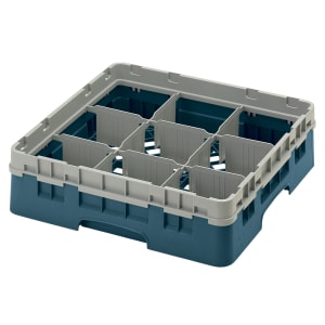144-9S318414 Camrack® Glass Rack w/ (9) Compartments - (1) Gray Extender, Teal