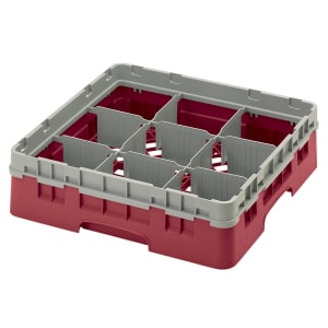 144-9S318416 Camrack® Glass Rack w/ (9) Compartments - (1) Gray Extender, Cranberry