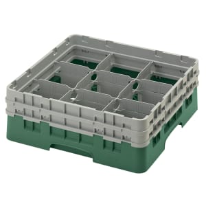 144-9S434119 Camrack® Glass Rack w/ (9) Compartments - (2) Gray Extenders, Sherwood Green