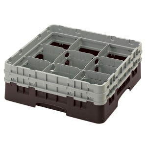 144-9S434167 Camrack® Glass Rack w/ (9) Compartments - (2) Gray Extenders, Brown