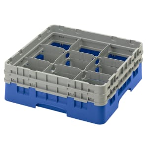 144-9S434168 Camrack® Glass Rack w/ (9) Compartments - (2) Gray Extenders, Blue
