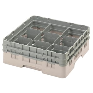 144-9S434184 Camrack® Glass Rack w/ (9) Compartments - (2) Gray Extenders, Beige