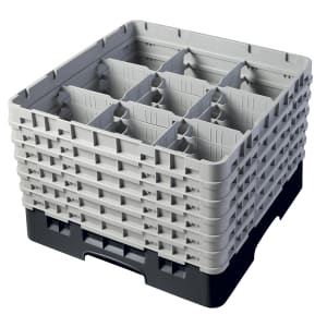 144-9S1114110 Camrack® Glass Rack w/ (9) Compartments - (6) Extenders, Black