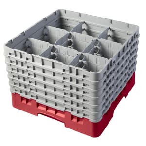 144-9S1114163 Camrack® Glass Rack w/ (9) Compartments - (6) Extenders, Red