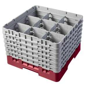 144-9S1114416 Camrack® Glass Rack w/ (9) Compartments - (6) Extenders, Cranberry