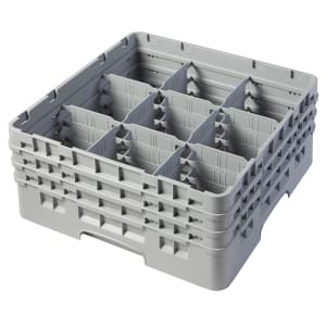 144-9S638151 Camrack® Glass Rack w/ (9) Compartments - (3) Gray Extenders, Soft Gray