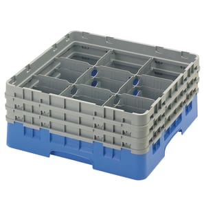 144-9S638168 Camrack® Glass Rack w/ (9) Compartments - (3) Gray Extenders, Blue