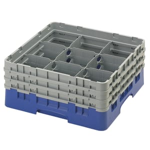 144-9S638186 Camrack® Glass Rack w/ (9) Compartments - (3) Gray Extenders, Navy Blue