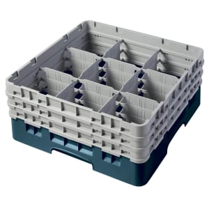 144-9S638414 Camrack® Glass Rack w/ (9) Compartments - (3) Gray Extenders, Teal