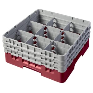 144-9S638416 Camrack® Glass Rack w/ (9) Compartments - (3) Gray Extenders, Cranberry