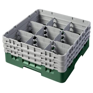 144-9S638119 Camrack® Glass Rack w/ (9) Compartments - (3) Gray Extenders, Sherwood Green