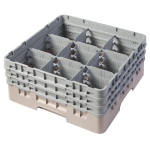 144-9S638184 Camrack® Glass Rack w/ (9) Compartments - (3) Gray Extenders, Beige