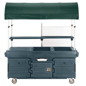 144-KVC854C192 Kiosk Type Food Cart w/ Cover & Lockable Storage, 85 1/8"L x 33 1/2"W x 94"H, Green