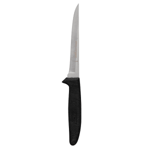 135-11133 5" Boning Knife w/ Soft Black Rubber Handle, Carbon Steel