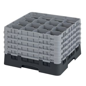 144-16S1058110 Camrack® Glass Rack w/ (16) Compartments - (5) Gray Extenders, Black